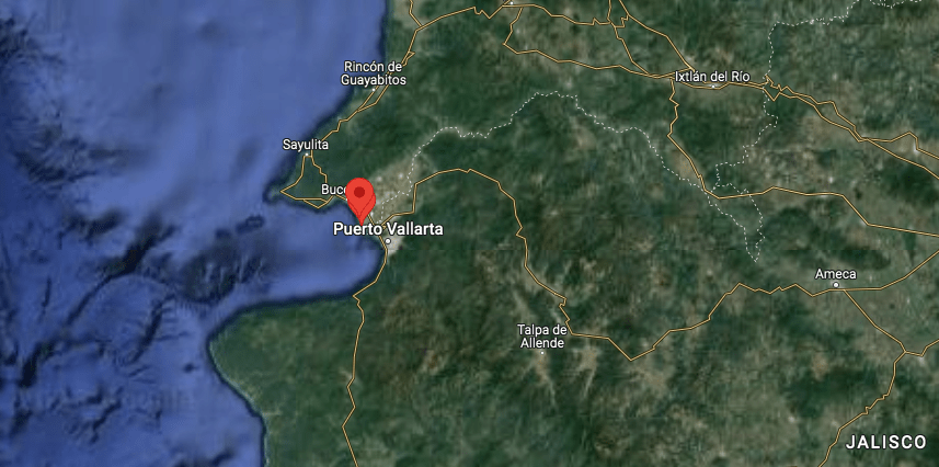 Map of Mexico showing location of Puerto Vallarta